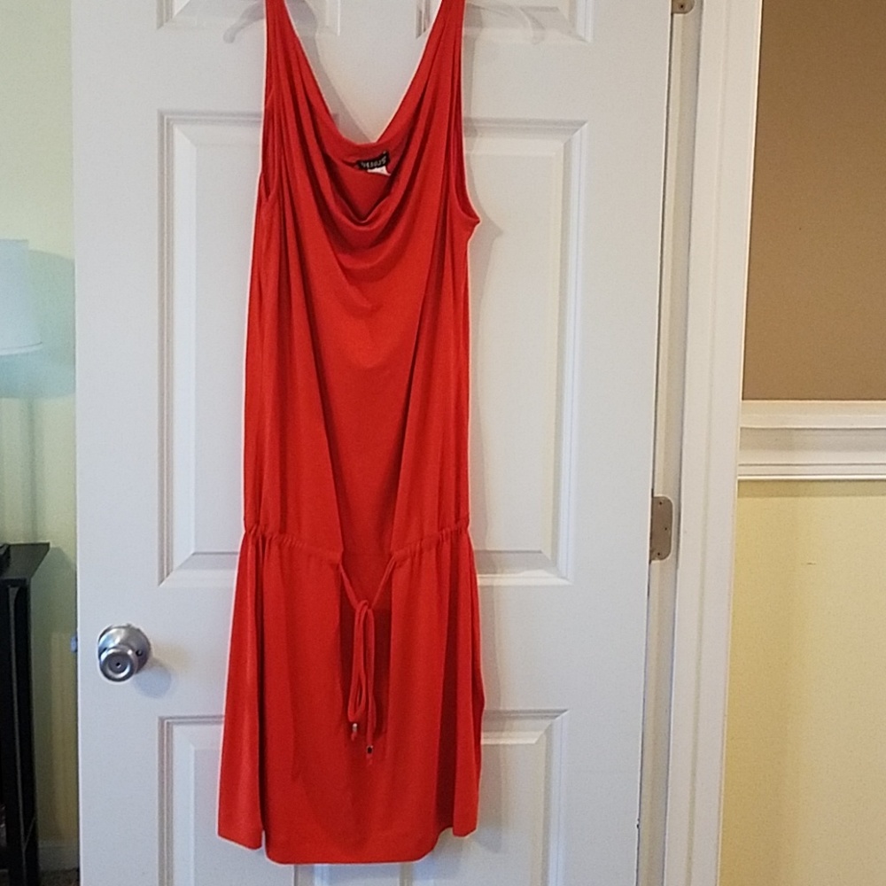 Orange drop waist dress.